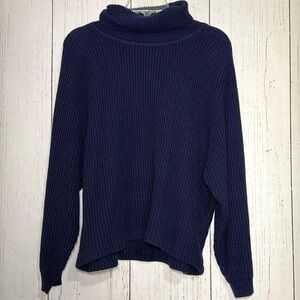 Vintage Diane Von Furstenberg Navy Blue Acrylic Ribbed Turtleneck Size Large